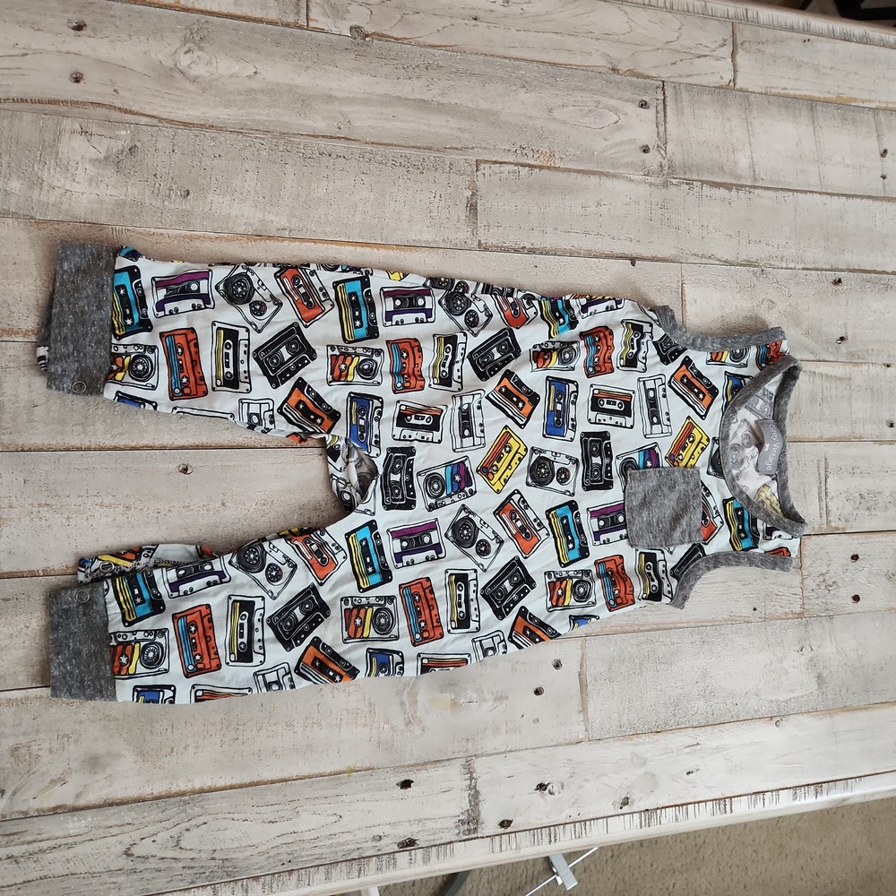 Miki Miette gray vintage cassette romper